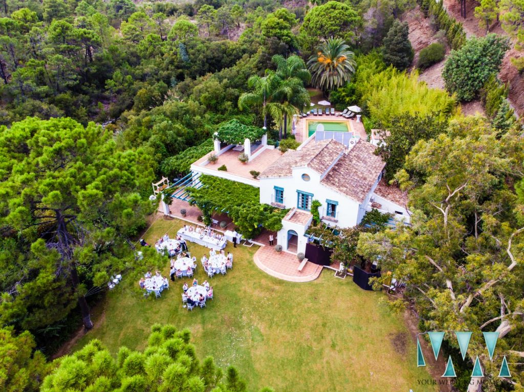 Aerial view of Casa Del Rio Wedding Villa in Benahavis, Marbella