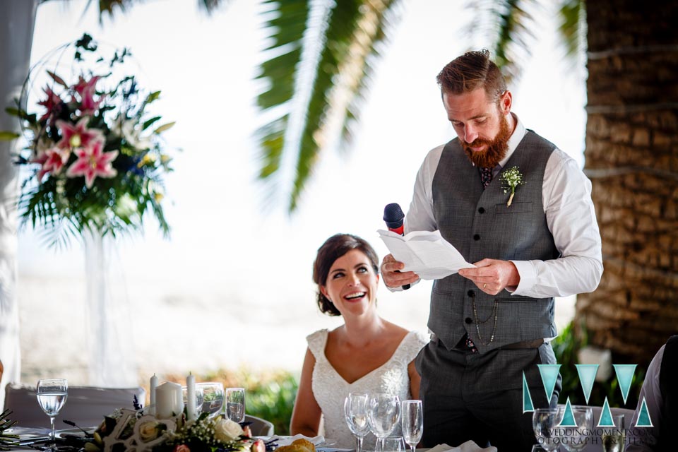 Grooms speech at beach wedding nerja