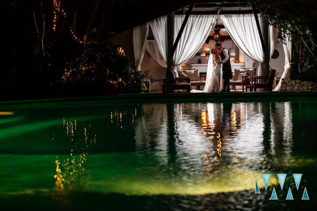 Bride and Groom posing at the El Cortijo De Los Caballos Wedding Villa