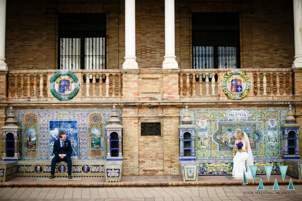 Plaza De Espana in Seville Wedding Photographer