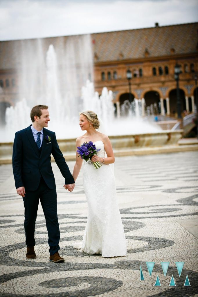 Plaza De Espana in Seville Wedding Photographer