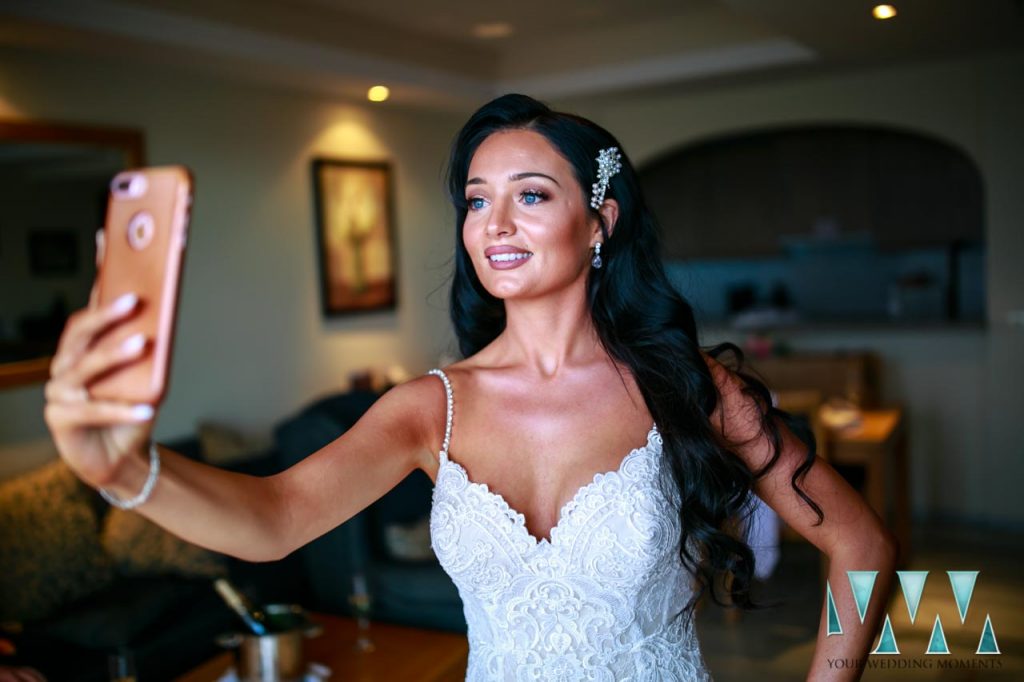 Sunset Beach Club wedding bride selfie