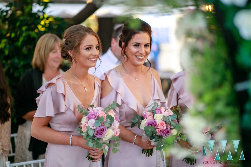 Sunset Beach Club wedding ceremony bridesmaids