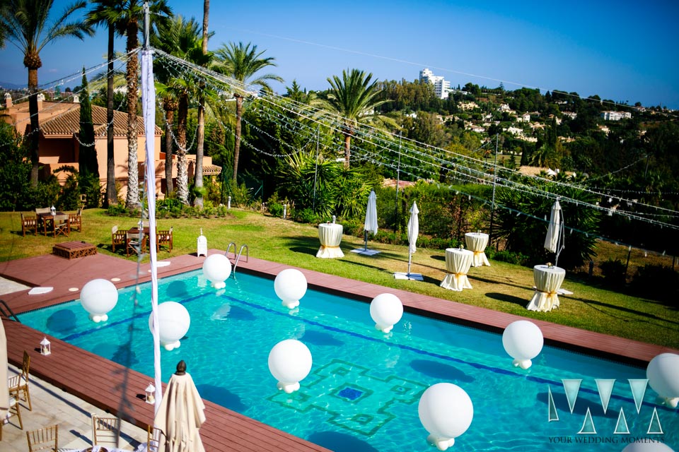 Outside pool view of Wedding Villa El Palacete in Marbella