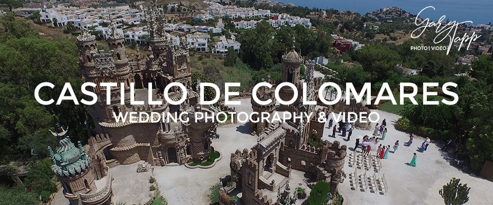 Castillo de Colomares Wedding Photographer 1 Aerial view of the Castillo De Colomares Wedding venue in Benalmadena, Spain
