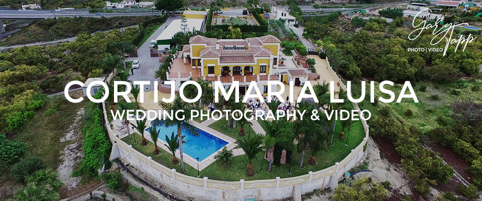 Aerial view of the Cortijo Maria Luisa Wedding venue in Nerja, Spain