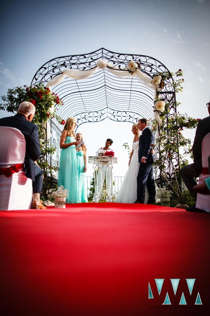 Molino de Santillan wedding bridemaids during ceremony