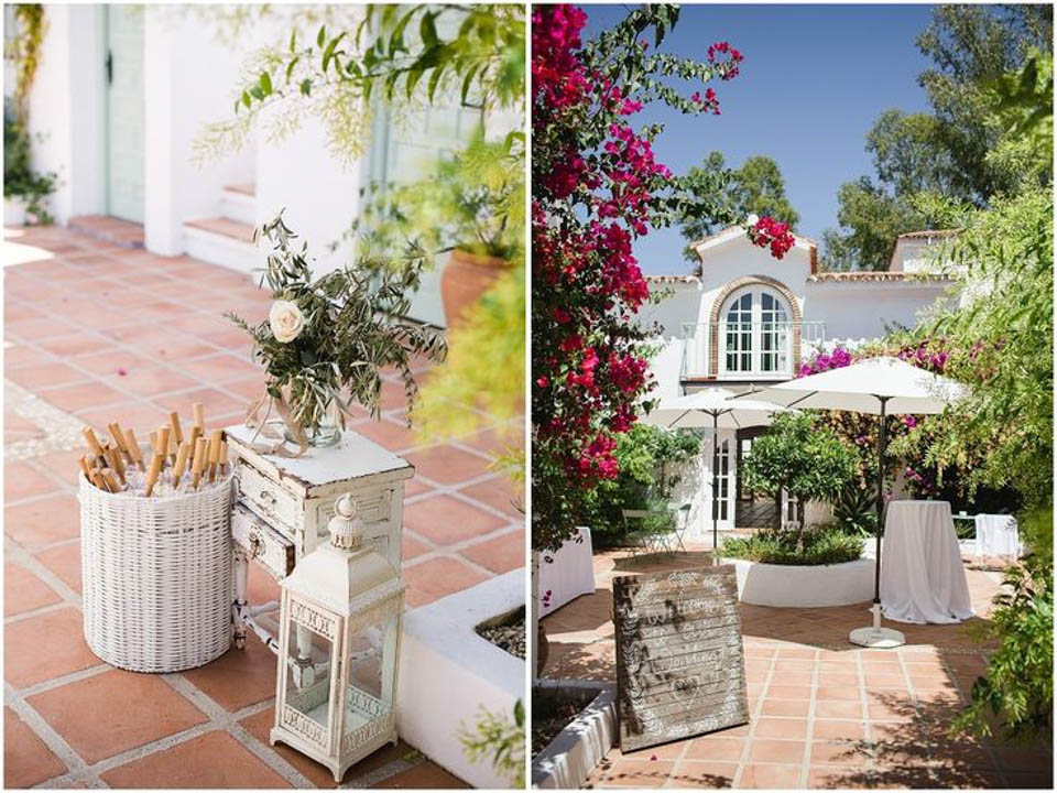 Wedding decoration setup at the Cortijo Rosa Blanca villa in Alhaurin El Grande