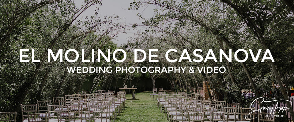 Garden ceremony setup at the Molino Casanova wedding vneue in Nerja, Maro