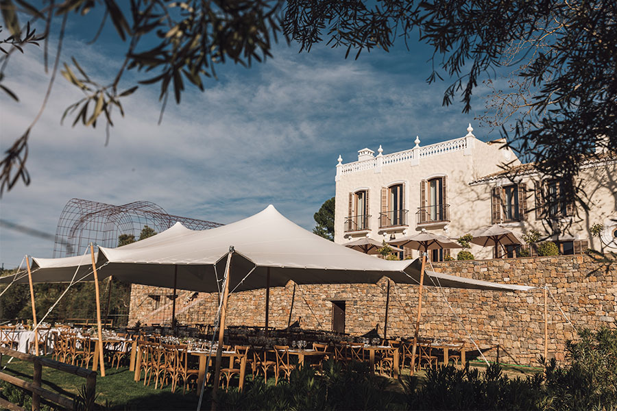 Wedding reception area setup at Cortijo La Organic