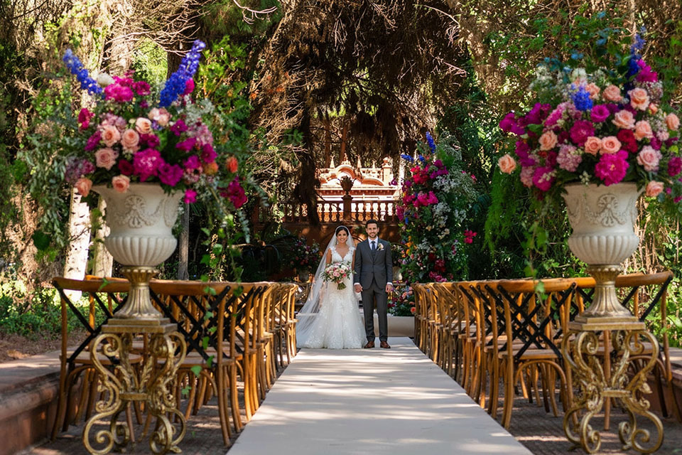 Villa Las Sirenas Wedding Photographer | Sotogrande 2 Bride and groom ceremony setup at the Villa Las Sirenas