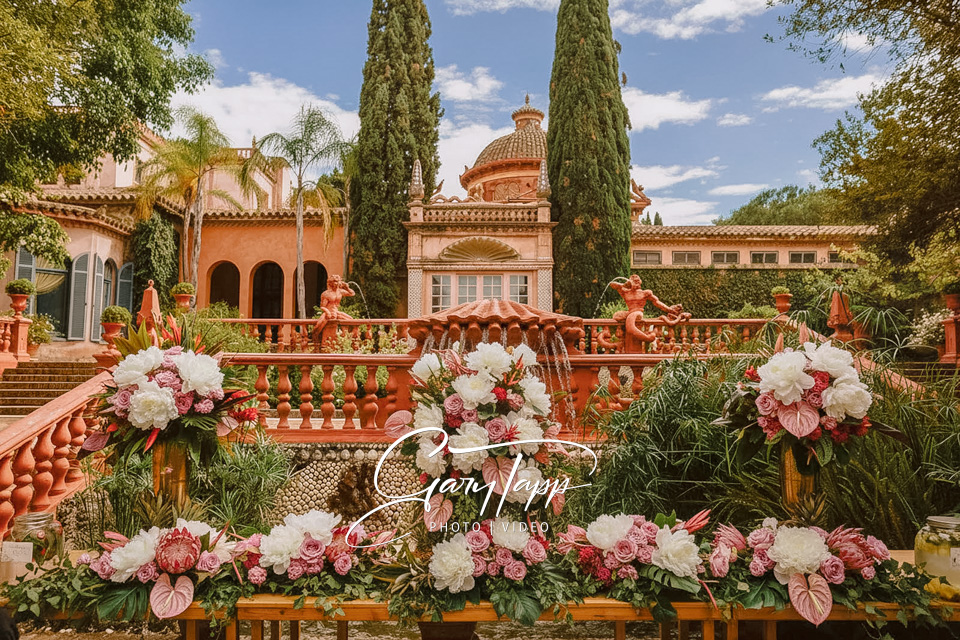 Villa Las Sirenas Wedding Photographer | Sotogrande 3 Wedding table setup at Villa Las Sirenas