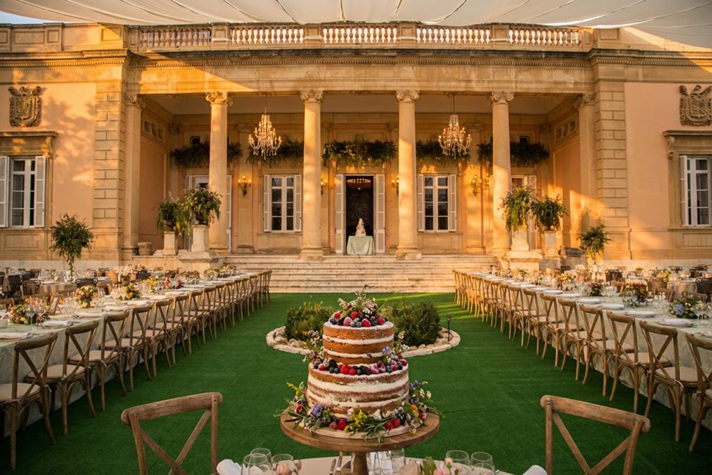 Hacienda Nadales Wedding Photographer | Malaga 6 Table setup area at the Hacienda Nadales wedding venue in Malaga