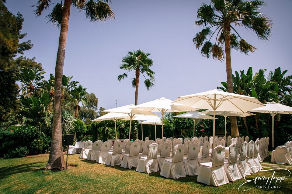 Wedding ceremony setup at the Hotel Tamisa Golf