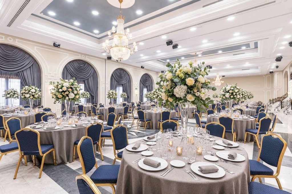 Wedding reception table set up at the Hotel IPV Palace in Fuengirola